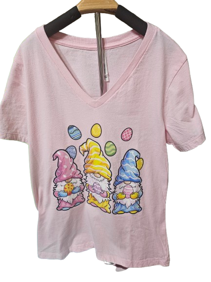 Easter Gnomes (Light Pink) (Womens' Cut V-Neck)