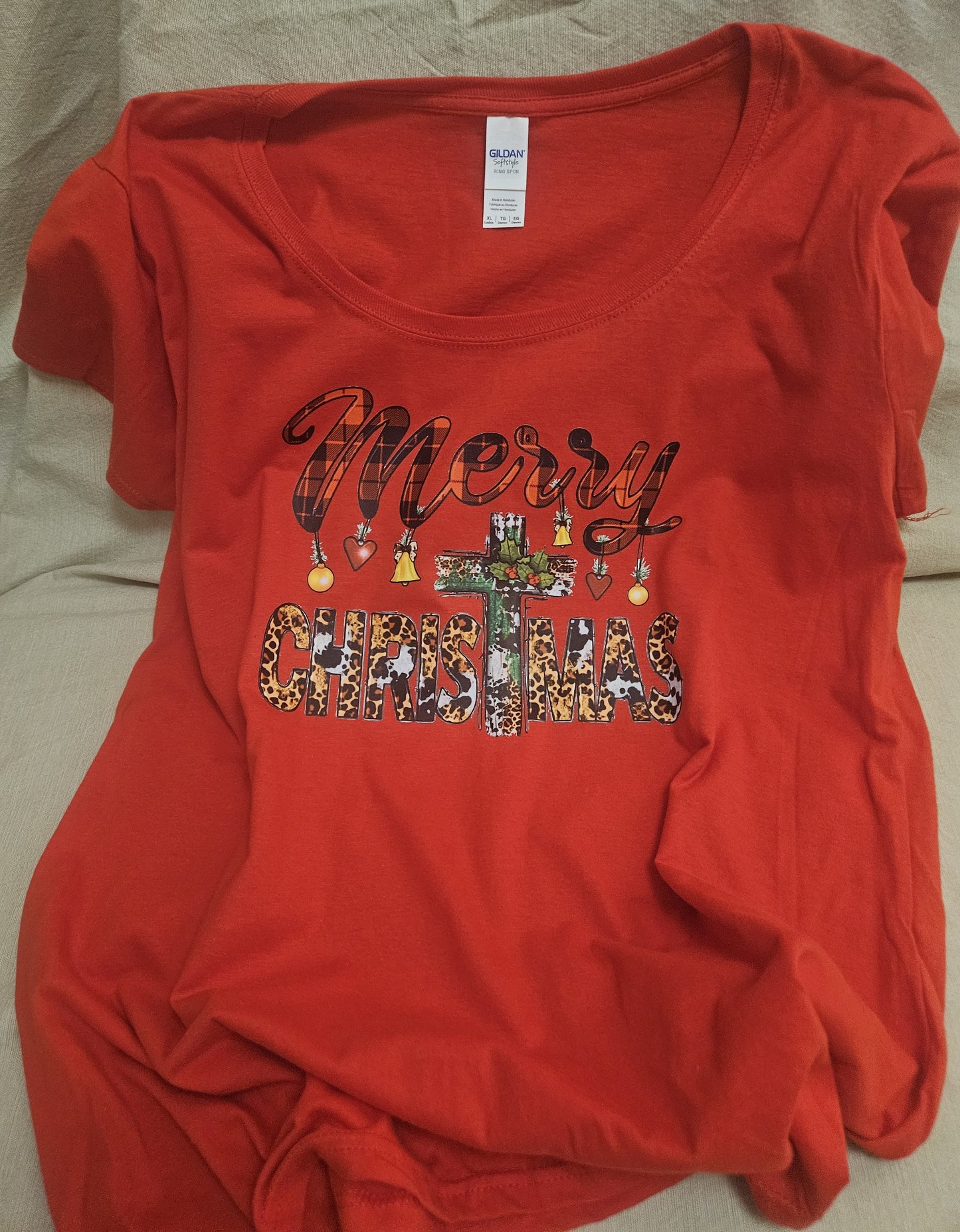 1 Merry Christmas with Cross Red