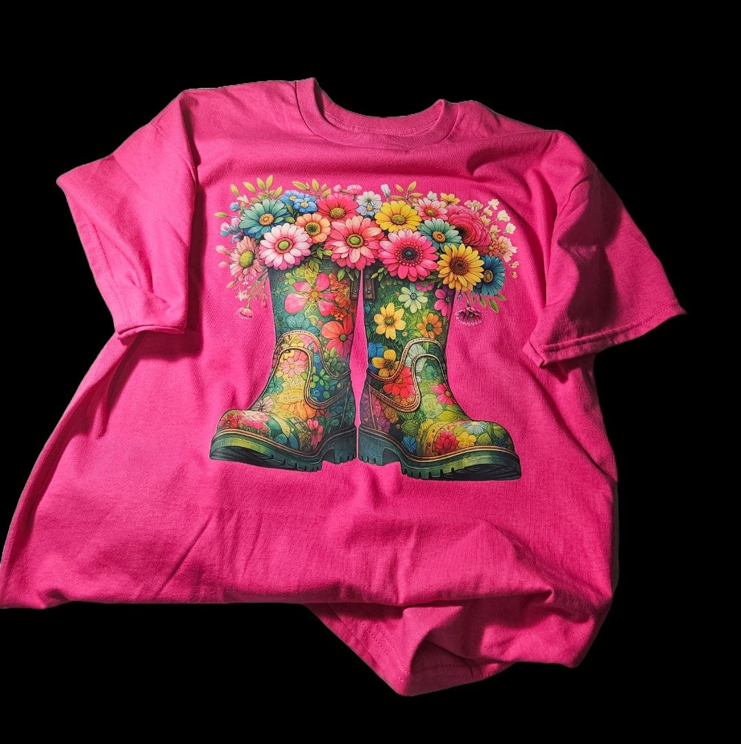 Rain Boots & Flowers Shirt